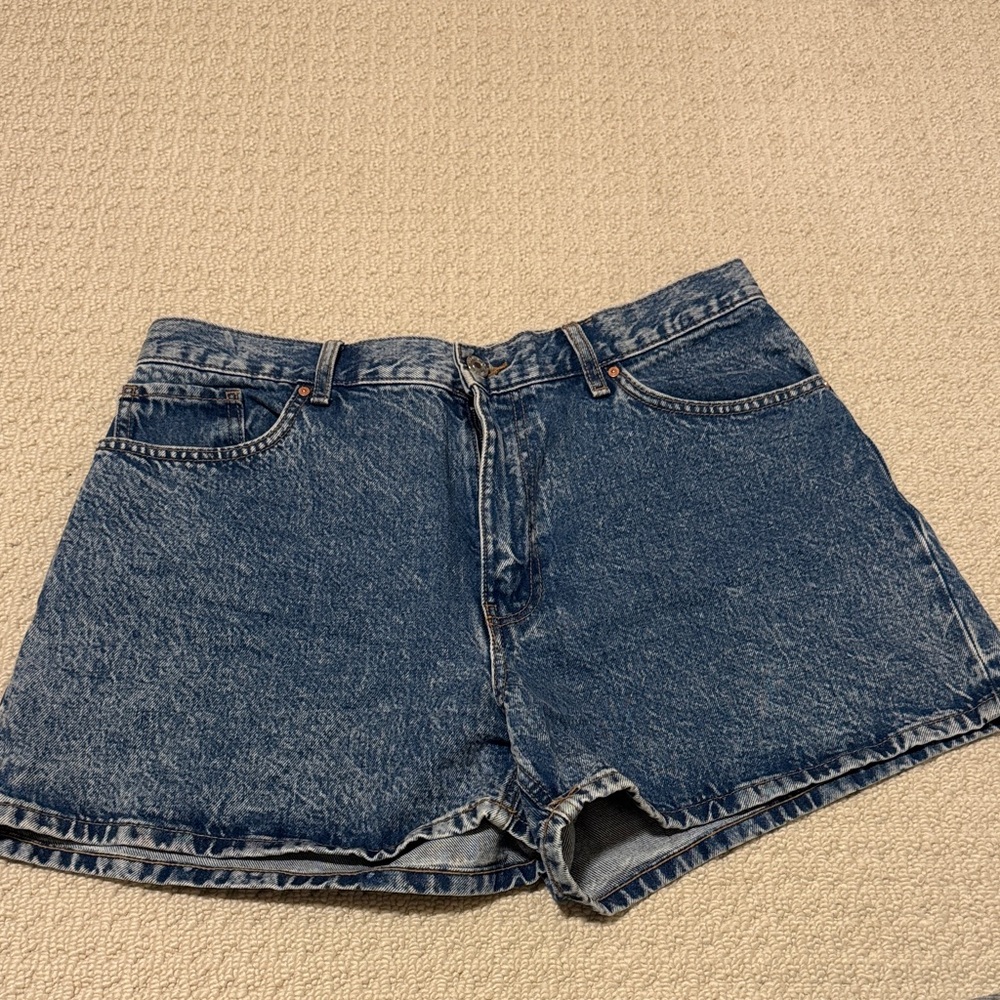 Mango Washed Blue High-Rise Denim Shorts